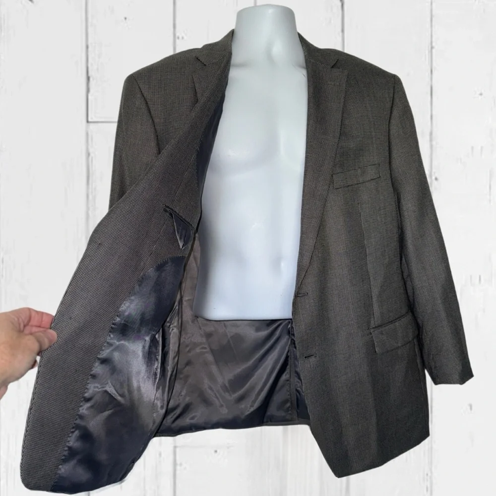 Lauren Ralph Lauren Men’s 48R Blazer Gray Micro Houndstooth Two Button Jacket